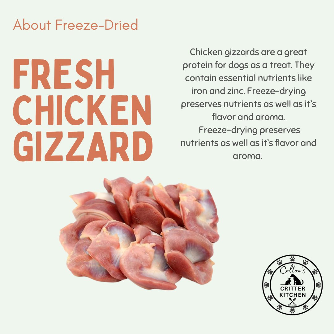 Freeze - Dried Raw Chicken Gizzard Pet Treats - Colton's Critter Kitchen