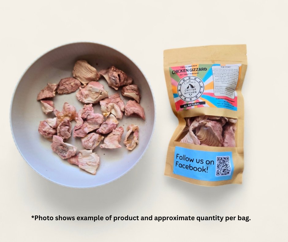 Freeze - Dried Raw Chicken Gizzard Pet Treats - Colton's Critter Kitchen